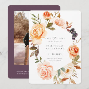 Earthy Autumn Floral Photo Save The Date