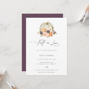Earthy Autumn Floral Pumpkin Bridal Shower Invitation