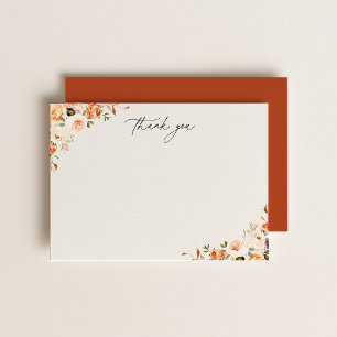 Earthy Autumn Floral Thank You Card