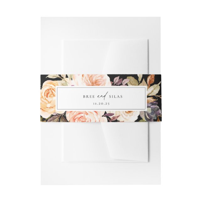 Earthy Autumn Floral Wedding Invitation Belly Band (Front Example)