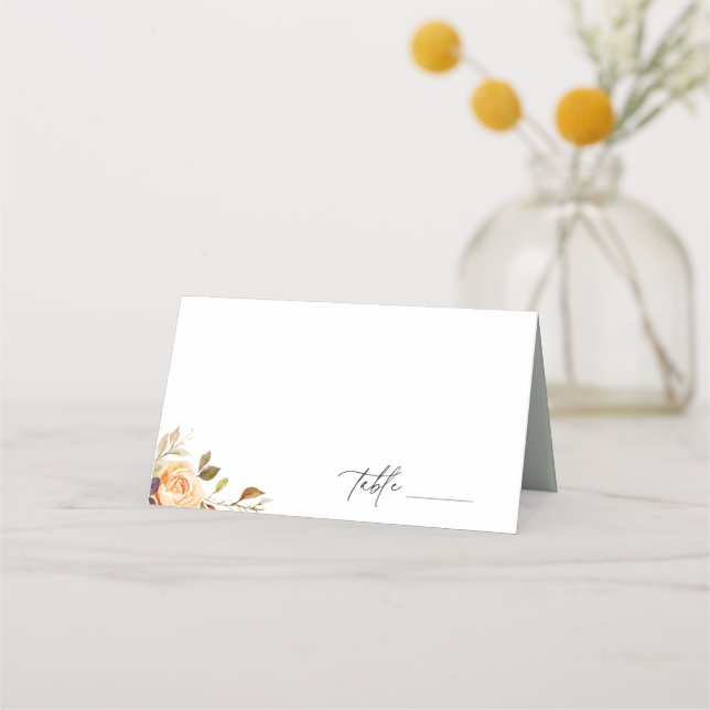 Earthy Autumn Floral Wedding Place Card (Front)