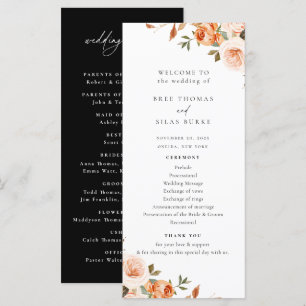Earthy Autumn Floral Wedding Programme