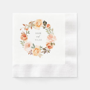 Earthy Autumn Floral Wreath Wedding Napkin