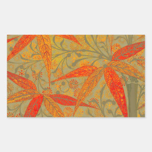 Earthy Bamboo Art Print Orange  Rectangular Sticker