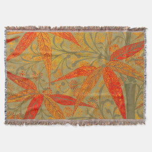 Earthy Bamboo Art Print Orange  Throw Blanket