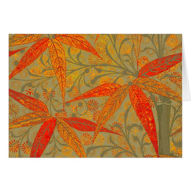 Earthy Bamboo Art Vintage Print Orange  (Front Horizontal)