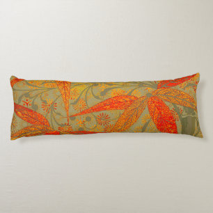 Earthy Bamboo Art Vintage Print Orange  Body Cushion