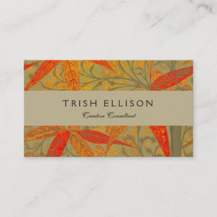 Earthy Bamboo Art Vintage Print Orange  Business Card