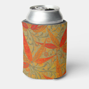 Earthy Bamboo Art Vintage Print Orange Can Cooler