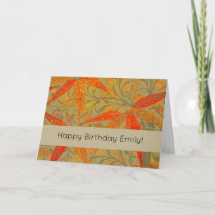 Earthy Bamboo Art Vintage Print Orange  Card