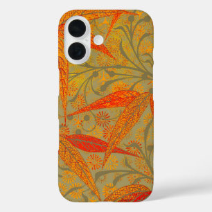 Earthy Bamboo Art Vintage Print Orange  iPhone 16 Case