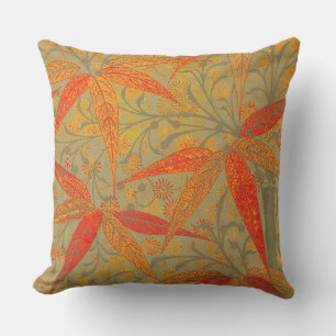 Earthy Bamboo Art Vintage Print Orange  Cushion