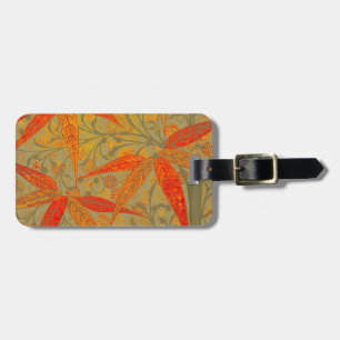 Earthy Bamboo Art Vintage Print Orange  Luggage Tag