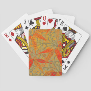 Earthy Bamboo Art Vintage Print Orange  Playing Cards
