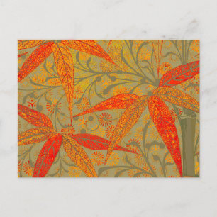 Earthy Bamboo Art Vintage Print Orange  Postcard