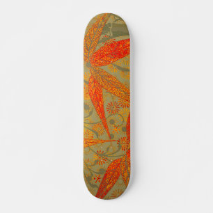 Earthy Bamboo Art Vintage Print Orange Skateboard