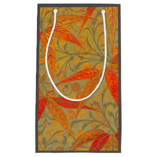 Earthy Bamboo Art Vintage Print Orange  Small Gift Bag