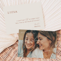 Earthy Beige Faded Photo Matron of Honour Card