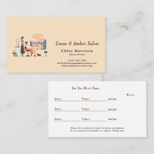 Earthy Beige Terracotta Hair Salon Appointment & Business Card