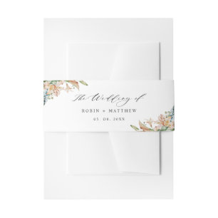 Earthy Blooms, The Wedding of, White Wedding Invitation Belly Band