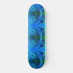 Earthy Blue Green Abstract Skateboard
