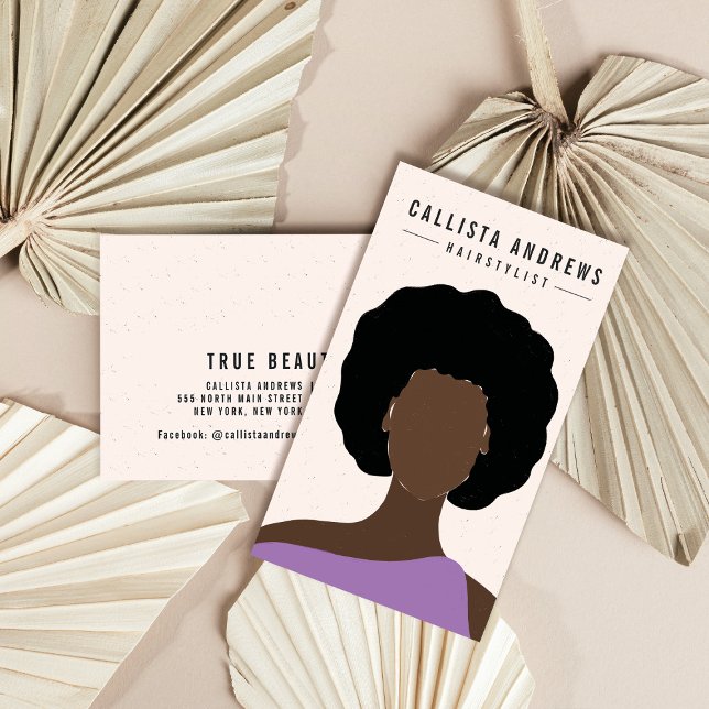 Earthy Bohemian Black Hair Girl Hairstylist Business Card (Creator Uploaded)