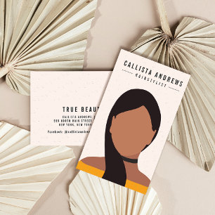 Earthy Bohemian Long Hair Girl Hairstylist Salon Business Card