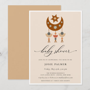 Earthy Bohemian Moon Mobile Baby Shower Invitation
