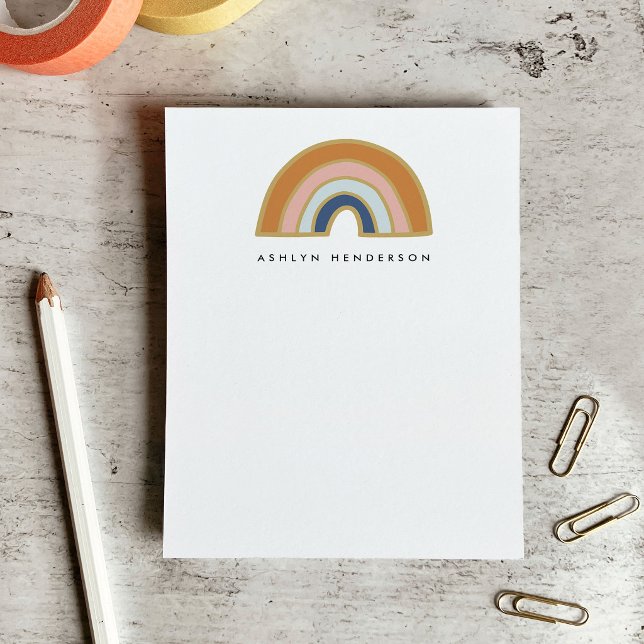 Earthy Bohemian Rainbow Custom Name Notepad (Earthy Bohemian Rainbow Custom Name Notepad)