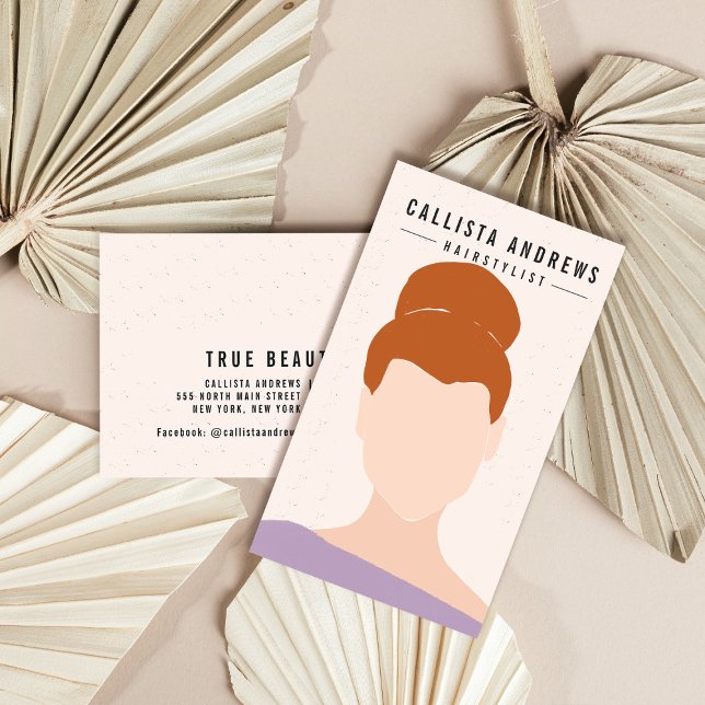 Earthy Bohemian Redhead Girl Hairstylist Business Card (Creator Uploaded)
