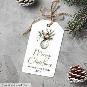 Earthy Bohemian Watercolor Holiday Gift Tags