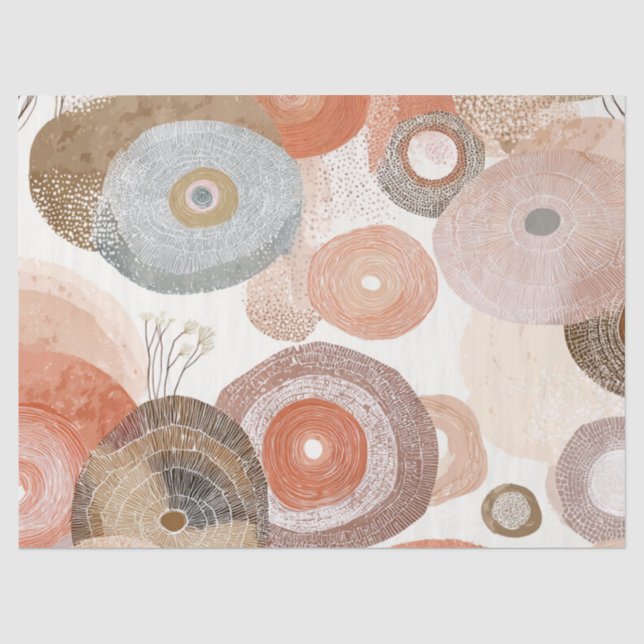 Earthy Boho Abstract Circles | Organic Design Tissue Paper (Front)