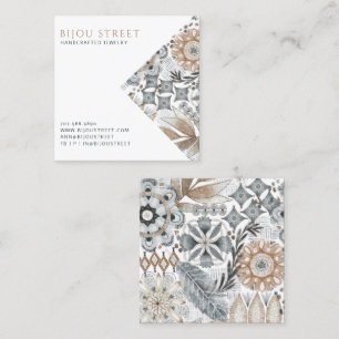 Earthy Boho Abstract Jewellery Designer Square Business Card