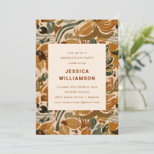 Earthy Boho Botanical Elegant Graduation Party Invitation