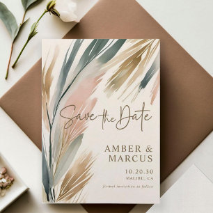 Earthy Boho Botanical Wedding Save The Date Invitation