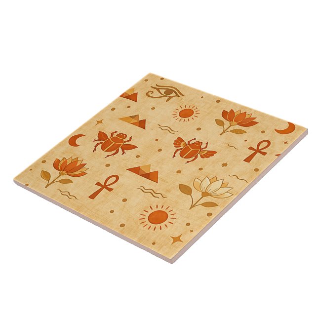 Earthy Boho Egyptian Pattern-Minimalist Pharaonic Tile (Side)