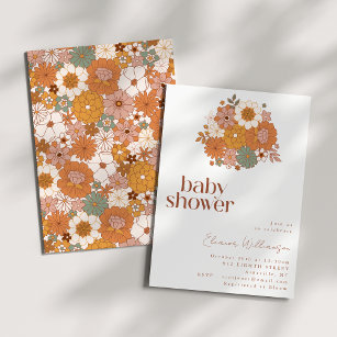 Earthy Boho Floral Cute Simple Baby Shower Invitation