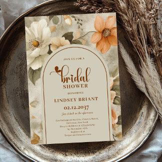 Earthy Boho Floral Sage Bridal Shower Invitation