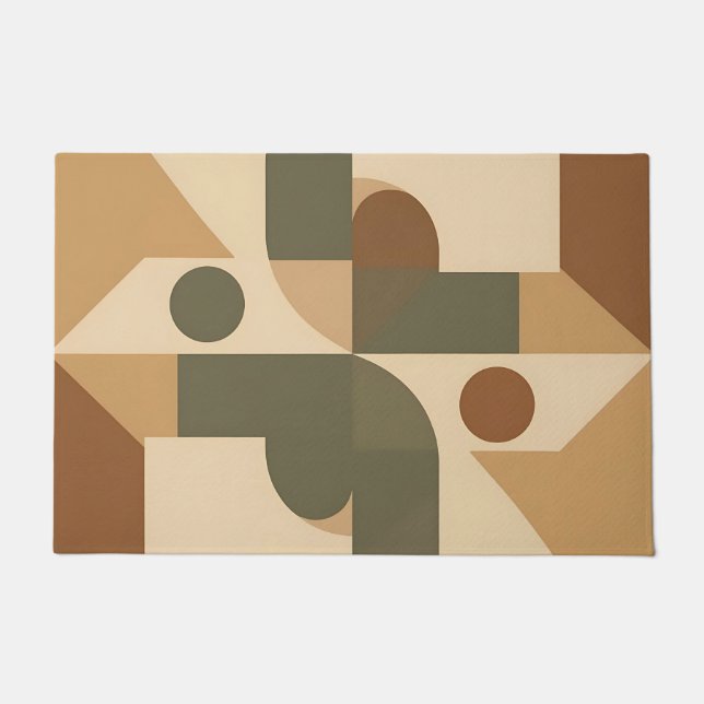 Earthy Boho Geometric Abstract Doormat (Front)