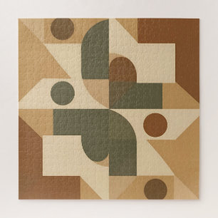Earthy Boho Geometric Abstract Jigsaw Puzzle