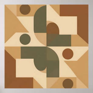 Earthy Boho Geometric Abstract Poster
