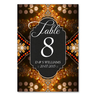 Earthy Boho Gold Wedding Table Number Cards
