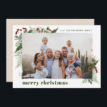 Earthy Boho Greenery Dry Brush Christmas Photo Holiday Card<br><div class="desc">This neutral boho style design features minimal winter greenery, with dry brush effect photo holder and text in trending boho palette colours. Add an optional message on the back or change the backer design (3 options available). QUICK TIP: To change the colour of the background/pattern/text to match with your photo...</div>