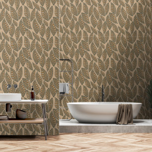 Earthy Boho Leaf Pattern Wallpaper
