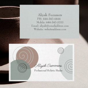 Earthy Boho Meditation and Healing Business Card 