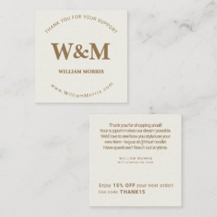 Earthy Boho Minimalist Branded Company Thank You Square Business Card