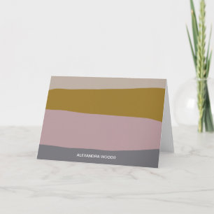 Earthy Boho Modern Abstract Stripes Personalised Note Card