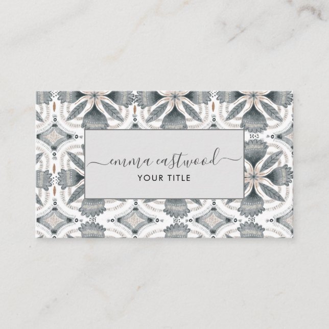Earthy Boho Muted Flowers Business Card (Front)