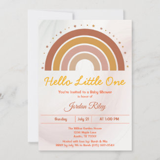 Earthy Boho Rainbow Baby Shower Gender Neutral Invitation