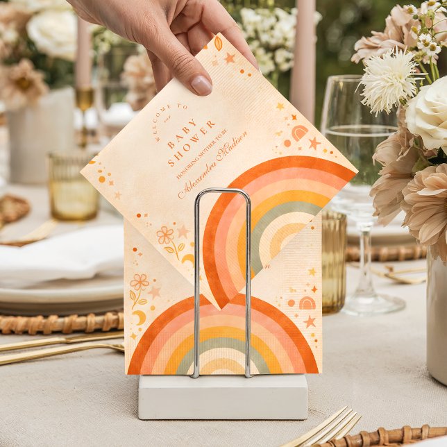 Earthy Boho Rainbow Baby Shower Napkin (Creator Uploaded)